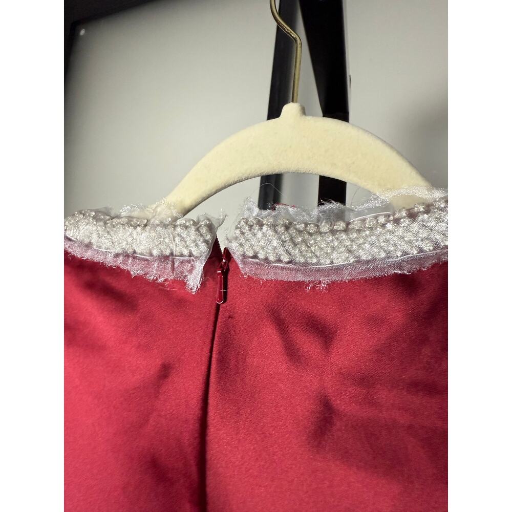 Mac Duggal Red Satin Midi Dress with Balloon Sleeves - Picture 6 of 10